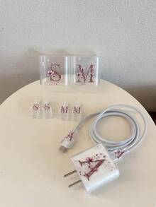3件組 20W Apple 充電器保護殼，26字母圖案 A/B/C/D/E/F/G/H/Y/J/K/L/M/N/O/P/Q/R/S/T/U/V/W/S/Y/Z，相容 Apple 快充充電器 - 彩色 - 查看 4