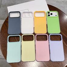 適用於 iPhone 17/17 Pro/17 Pro Max/16/15/14/13/12/11 系列手機殼，1件 Ins 風 2合1 磨砂波浪紋手機殼，全包防摔保護手機殼，17 Pro Max Apple 手機殼，時尚防摔全包手機殼 - 綠色 - 查看 7