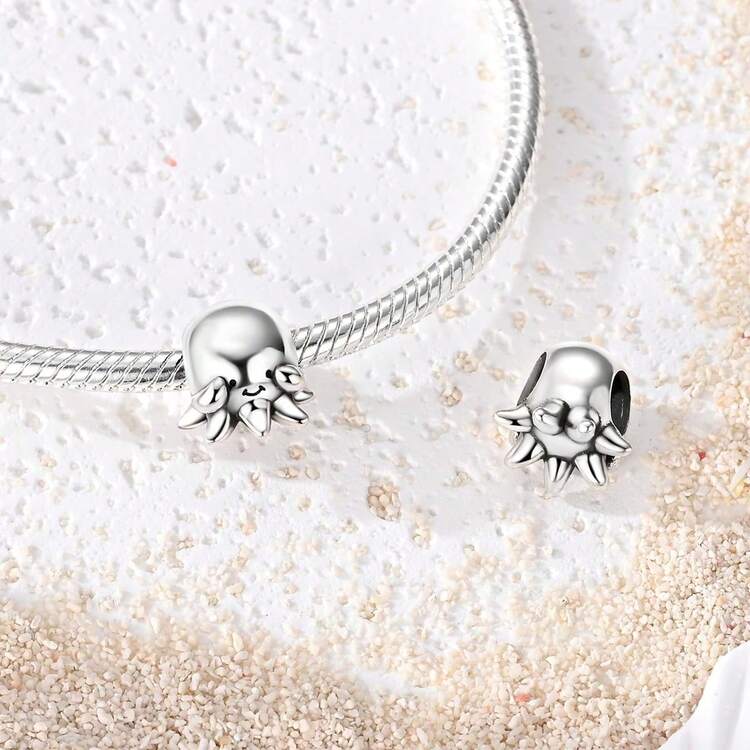 1pc Silver-Plated Ocean Style Beaded Charm, Cute Octopus, Rhinestone Dolphin, Blue Enamel Sailboat, Colorful Rhinestone Turtle, Fresh Blue Zirconia Accents, Nautical Healing Design, Suitable For Bracelet Necklace, Handmade DIY Jewelry, Beach Vacation Theme Gift Accessory - Multicolor - View 2