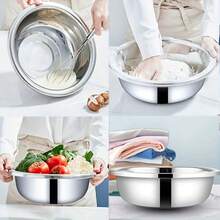5-teiliges Edelstahl-Becken-Set, stapelbare verdickte tiefe Gemüsespülschüsseln, Schüsseln zum Kneten von Mehl, Marinieren von Fleisch, Backen und Kochen, Küchen-Aufbewahrungsbecken aus Stahl in verschiedenen Größen - Edelstahl-Schüssel - Übersicht 5