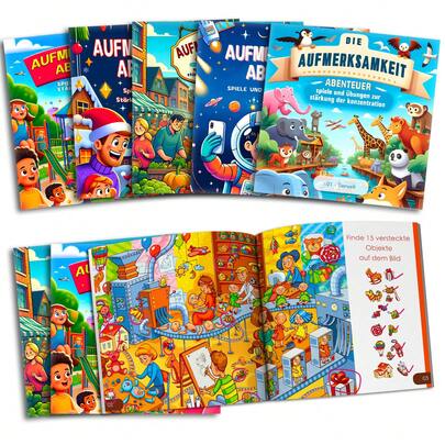 German Language Kids Activity Books, Early Learning Educational Workbook Collection, Focus And Concentration Training, Logic Puzzles, Matching, Mazes, Spot The Difference, Observation Skills, Brain Games, Preschool Homeschool Travel Practice