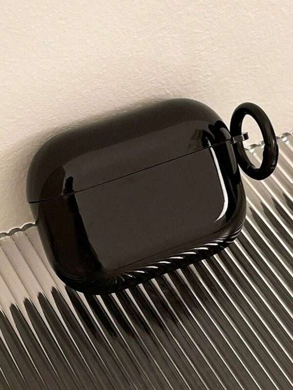 Étui de protection noir pur brillant compatible avec , coque d'écouteur + boucle d'anneau ronde de couleur assortie, style de navette polyvalent et assorti à tout en noir brillant de faible saturation de niche, compatible avec 1/2/3/4/Pro/Pro2/Pro3, cadeau de niche simple et abordable pour les hommes, cadeau pratique pour les fêtes
