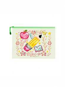 Mesh Zipper Makeup Bag,Apple Pencil Book Print,Back To School Mesh Storage Bag,Portable Zipper Stationery Pouch,Large Capacity Cosmetic Bag,Transparent Pen Bag,School Supplies Storage,For School Office Travel,Gifts For Teachers And Students - Multicolor - View 15