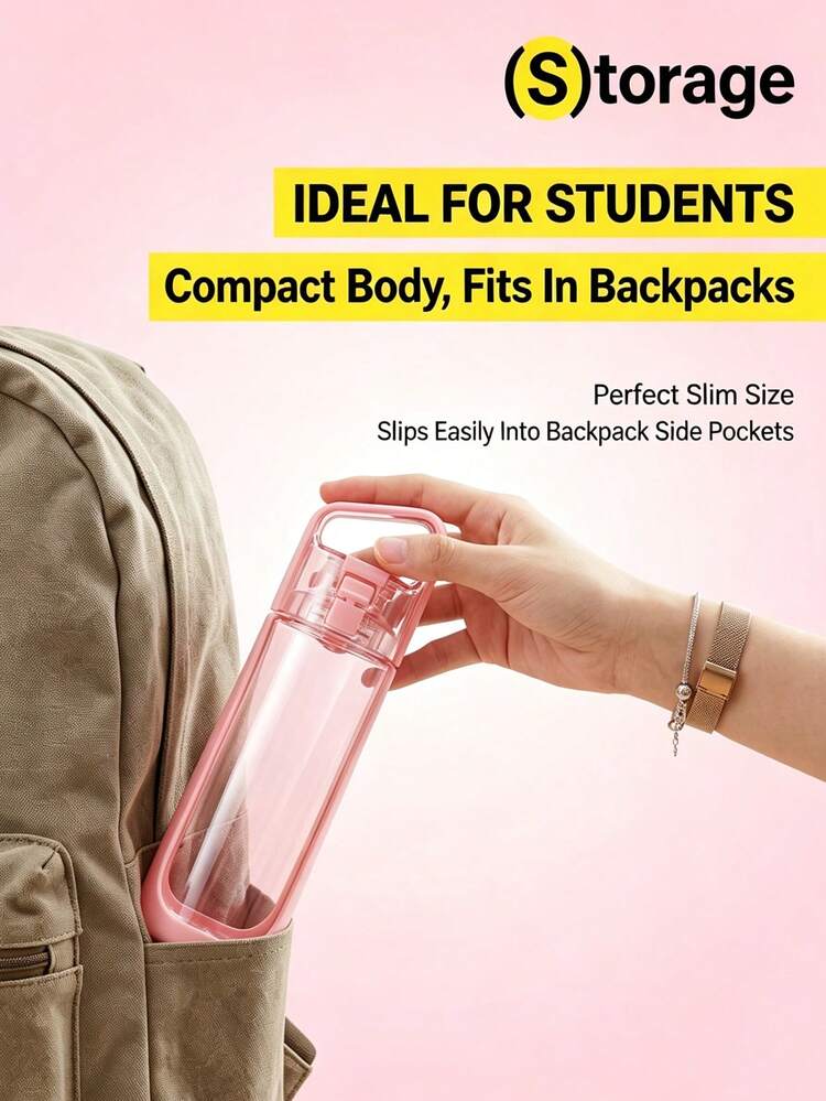 Kor Dual-Use Portable Square Clear Water Bottle With Straw, Leakproof Travel Sports Drinking Cup With Dual Drinking Modes For Girls - Baby Blue - View 7