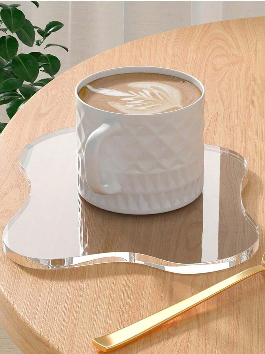 1pc/Acrylic Decorative Board, Transparent Coaster, DIY Storage Tray, Heat-Insulating Mat, Asymmetrical Placement Prop, Minimalist Style, Suitable As Gift For Easter, Thanksgiving, Christmas, Children's Day, Graduation Season And Back To School Season - Transparent - View 1