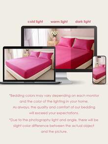 2/3pcs Solid Color Fitted Sheets, Mattress Protector, Mattress Cover, Deep Pocket Bed Sheets, Soft & Breathable, Suitable For All Bed Sizes - Twin, Full, Queen, King, 9-12 Inches/25cm Deep Pocket, Machine Washable, Watermelon Pink - Watermelon Pink - View 8