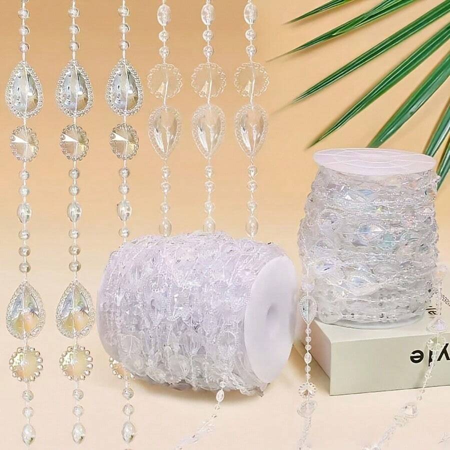 8pcs Set, Total Length 1600cm, Rainbow Color Bead Curtain Partition, High-Quality Acrylic Material, Equipped With Hooks And Adhesive Hooks, Easy Installation, Suitable For Living Room And Bedroom. - Sunflower Teardrop Rhinestones - View 1