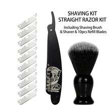 Perlengkapan Cukur Jenggot Pria dengan Pisau Cukur Lurus & Kuas untuk Perawatan Halus, Set Cukur Premium + 10 Mata Pisau - Sisir jenggot + sikat jenggot - View 15