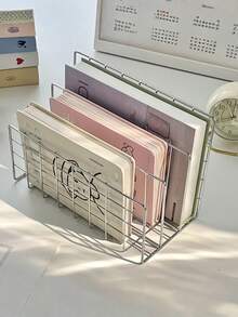 1 Set Rak Buku Logam Modern dengan Keranjang Penyimpanan 3 Tingkat, Organizer Meja Besi Minimalis, Aksesori Meja Kantor, Dekorasi dan Aksesori Kantor - Rectangle - View 2