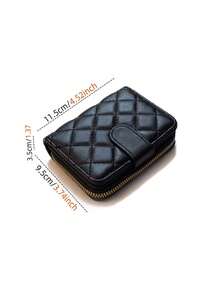 Women's Quilted Zipper Snap Short Wallet, Accordion Multi-Card Slots With ID Holder, Cash Compartment, Portable Card Holder Coin Purse - Multicolor - View 2