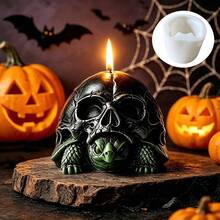 Molde de Silicone de Tartaruga Esqueleto de Halloween - Resistente a Altas Temperaturas, Fácil de Soltar e Reutilizável, Adequado para Velas, Resina, Gesso, Epóxi, Artesanato de Cimento - Molde de Halloween Estilo Sombrio DIY - Molde de Tartaruga Caveira - Visão 2