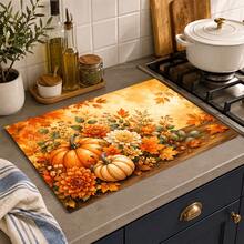 1pc Pumpkin Pattern Diatomaceous Earth Kitchen Drain Mat, Quick-Drying Absorbent Non-Slip Coffee Machine Mat And Dish Drying Mat, Suitable For Kitchen Countertop, Dining Table And Autumn Home Decor - Multicolor - View 2