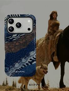 GIIPPA 1pc Vintage Blue Rock Layer Animal Print Patchwork Design Phone Case, Compatible With Phone 17 Pro Max, 16 Pro Max, 15 Pro Max, 14 Pro Max, 11/12/13/14/15/75 Pro Max Plus, Korean Style High-End Fashion Fun Elegant Design For Men And Women, Perfect Gift For Girlfriend On Christmas, Valentine's Day, Easter, Wedding Season And Birthday - Blue - View 7