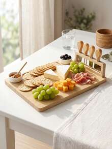 1 Set Papan Keju Kayu, Set Papan Keju Kayu Multifungsi, Cocok Untuk Sarapan di Rumah, Buah, Camilan, Piknik di Luar Ruangan, Pesta, Piring Keju untuk Teh Sore, Piring Ham, Hadiah - View 12