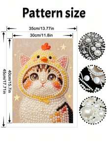 New Pearl Painting Cute Cat Pattern Design, DIY Pearl Painting Set, Suitable For Home Wall Decor Art, Applicable For Various Holiday Gifts, Perfect Ideal Handmade Gift - A - View 4