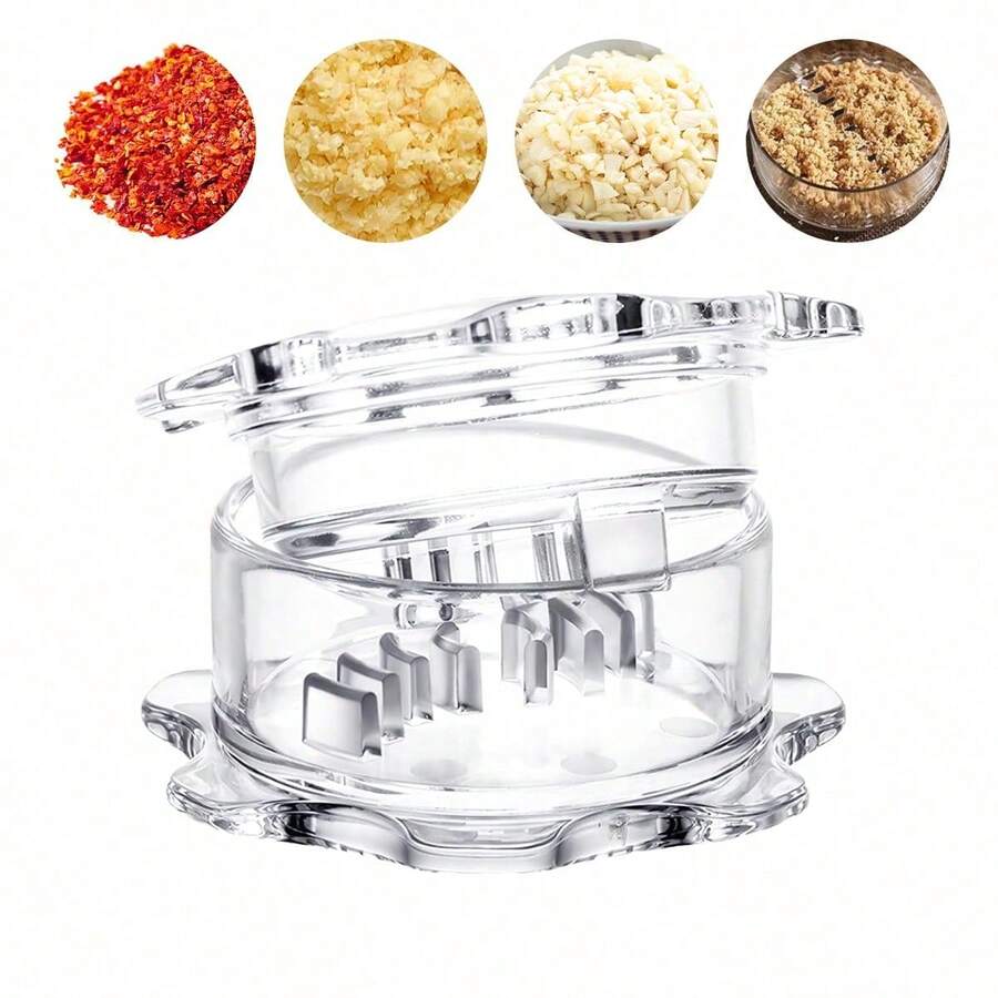 Manual Garlic ,Manual Garlic Crusher And Mincer, Transparent Twisting Garlic Chopper Tool, Multi-Functional Handheld Grinder For Ginger, Nuts, Herbs And Spices, Easy To Clean Kitchen Gadget - White - View 1