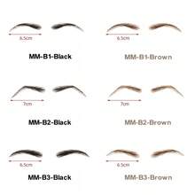 1 Pair 100% Human Hair Handmade Crochet Breathable Lace Base Natural Realistic Lightweight Invisible Reusable False Eyebrows, Suitable For Men And Women - Multicolor - View 3