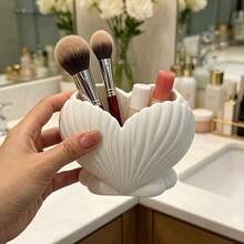 Heart-Shaped Shell Design Bathroom Storage Rack, Art Studio Pen Holder, Bathroom Storage Accessories, Makeup Brush Holder - A - View 4
