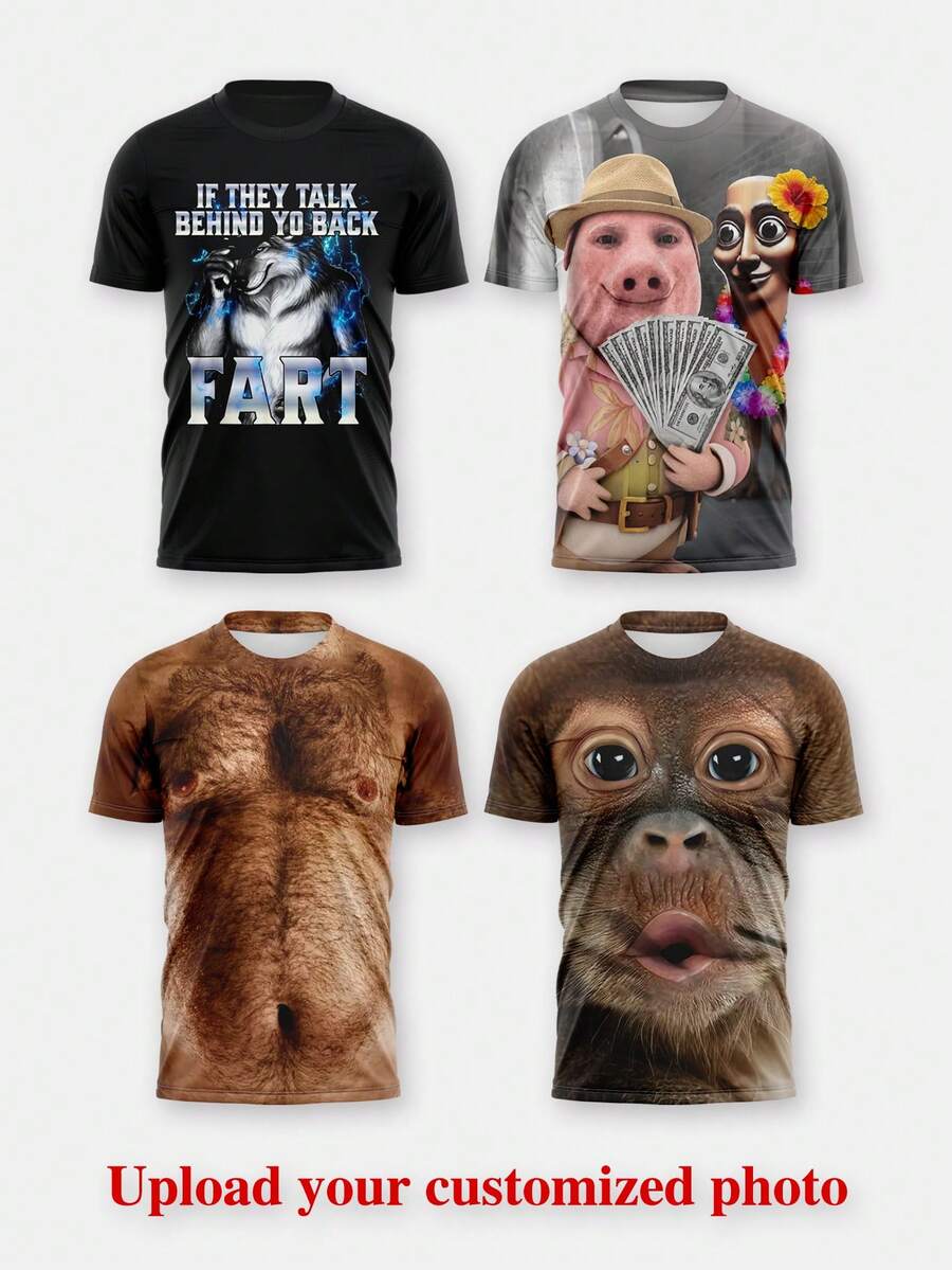 Custom Men's Printed T-Shirt, Stupid Meme Tshirt, Upload Your Image, Weirdcore Aesthetic Top, As Birthday Gift, Funny Gift, - White - View 1
