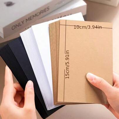 50pcs Black/White/Kraft Cardstock 10*15cm/3.94*5.91in 250GSM Blank Postcards, Host Cue Cards