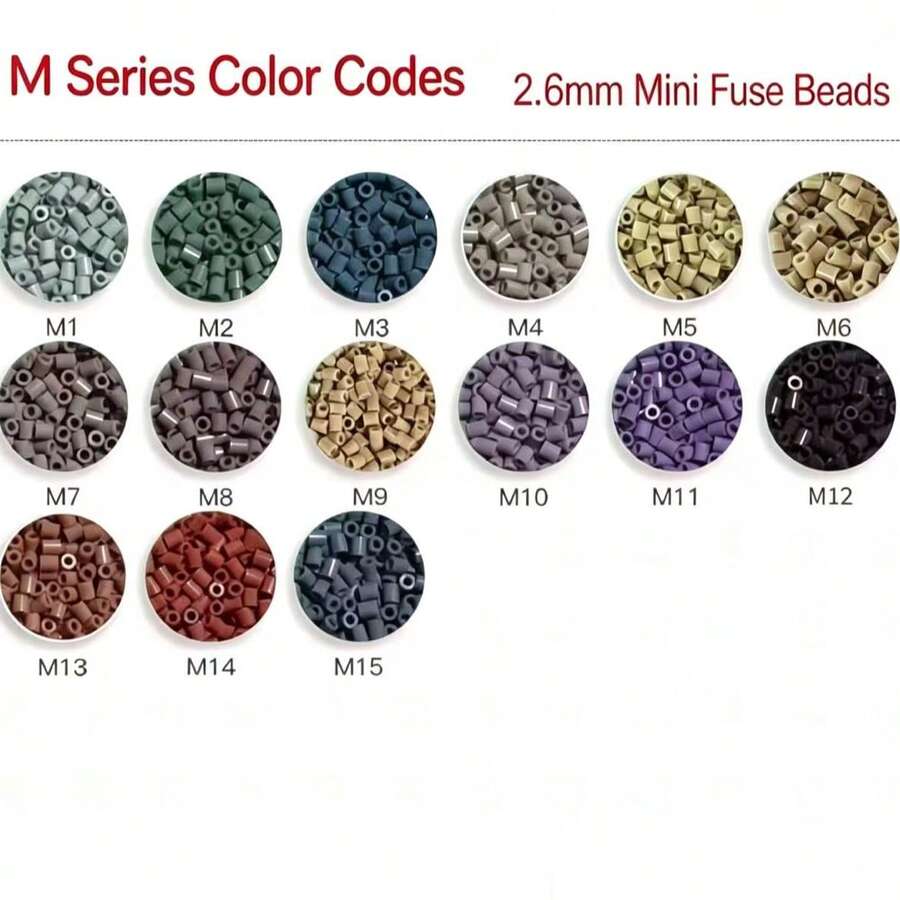 M Series 2.6mm Mini Fusion Beads, High Quality Iron Fuse Beads Refill Pack, Compatible DIY Pixel Art Material For Handmade Jewelry & 3D Craft Decoration - Multicolor - View 1