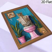A Vibrant Leopard Print Reading Newspaper Canvas-Printed Wall Art Decoration With A Retro Golden Frame, Suitable For Living Rooms, Bedrooms, Offices, Dining Rooms, Home Decorations, Room Decorations, And Wall Decorations. - With Frame - View 6
