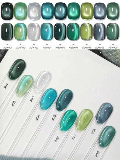 12ML2026 Musim Semi Musim Panas Musim Gugur Musim Dingin Gel Kuku Pemutih Mint Mambo Matcha Hijau, Hijau Tinta Gelap, Manik-manik Kaca Teal, Batu Kristal, Mata Kucing yang Dapat Dilepas, Gunakan dengan Lapisan Dasar dan Lapisan Atas, Membutuhkan Pengeringan Lampu UV. Set Gel Kuku Berbasis Tanaman