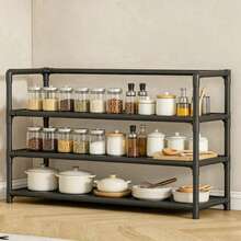 3-Tier/5-Tier Metal Standing Storage Rack, Easy Assembly, Home Entryway Shoe Rack, Bedroom Bookshelf, Living Room Multi-Function Storage Shelf, Dormitory Multi-Layer Organizer - Multicolor - View 3