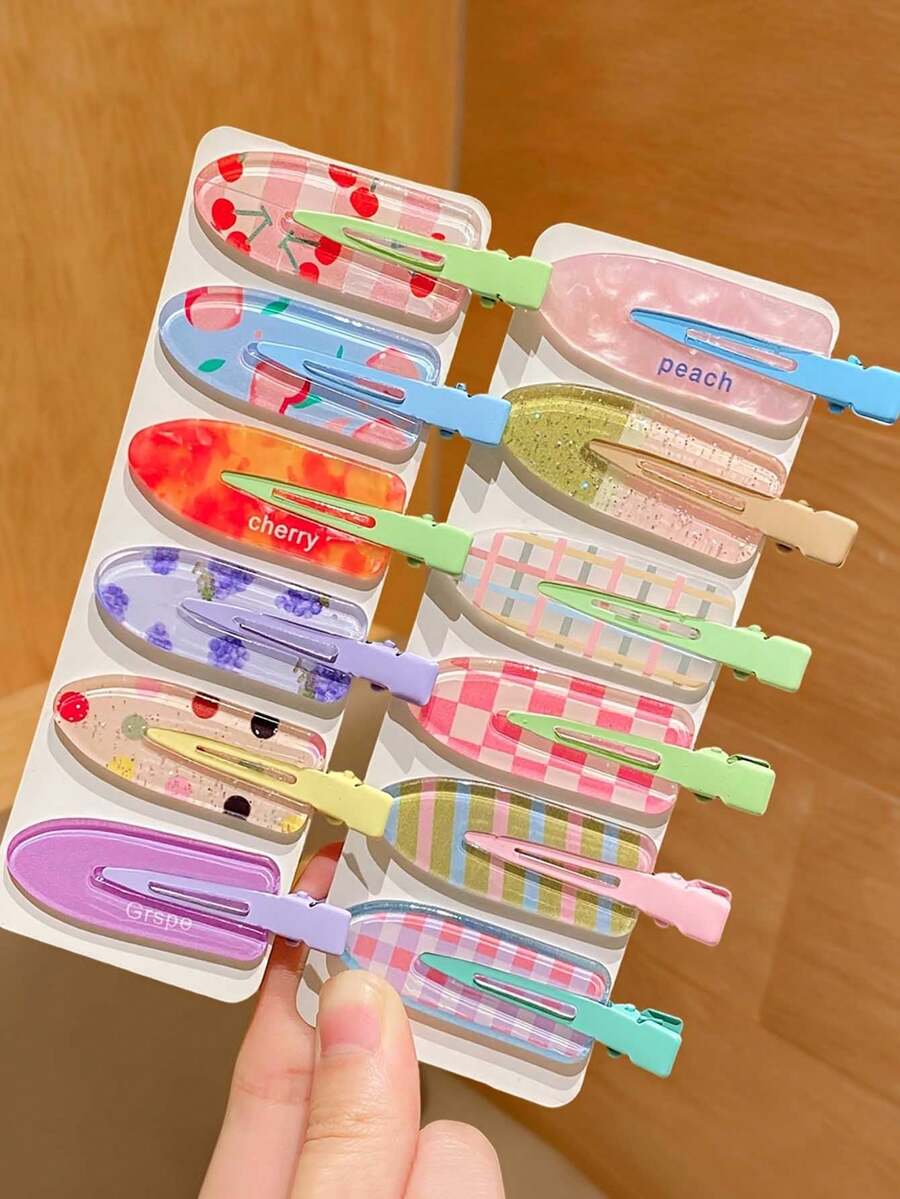5pcs Multicolor Women's Hair Clips, Colorful Dopamine Seamless Forehead Fringe Clips, Makeup Clips, Fresh Sweet Multi-Pattern, Daily Side Hair Clips, Sweet Women's Daily Hairstyle Decoration Hair Accessories Set, Cute No-Mark Bangs Side Hair Clips, Suitable For Daily Use (Random 5pcs) - Multicolor - View 1