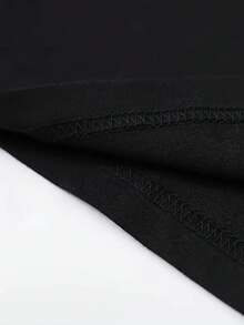 Cotton T-Shirt With Unique Teardrop Print - Casual, Breathable &Amp; Machine Washable For Summer - 黑色 - 查看 4