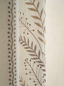 MineLain 1pc European Style Embroidered Leaf Curtain, Rod Pocket Design No Drilling Required, Tassel Decor, Room Divider, Kitchen Short Curtain, Suitable For Bedroom, Living Room, Balcony, Cafe, Hotel Decoration, Daily Home Window Decor, Outdoor Use, Spring/Summer - Brown - View 27