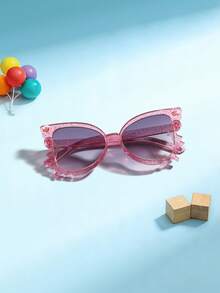 1 PC Girls 6-9Y Butterfly Fashion Glasses Off-White Neon Pink Lightweight PC Frame Gradient Lens Cute Sweet For Activities Parties With Glasses Box - Multicolor - View 14
