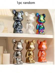 18cm Ceramic Cute Heart-Shaped Teddy Bear Figurine, Cartoon Design, High-End Decor, Suitable For Living Room, Cabinet, TV Stand And Bar Display - 1PC - View 12