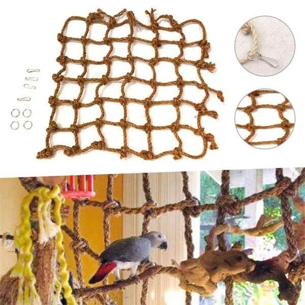 1 pieza red de cuerda para escalar y entrenar, columpio escalera colgante, juguete de cuerda para pájaros mascotas, loros y hámster