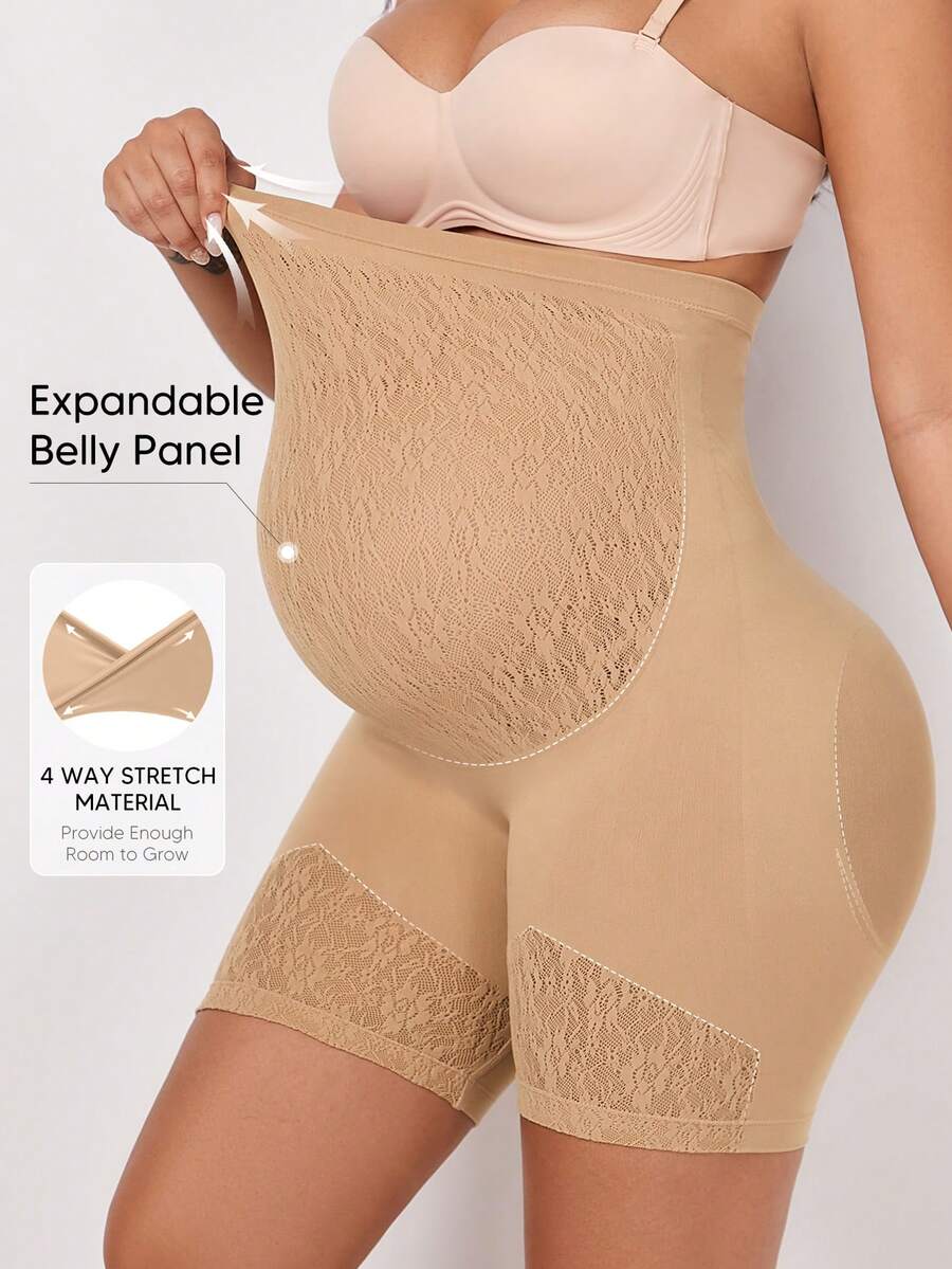 Maternity Solid Color Elastic 3/4 Length Leggings, Suitable For Summer - Ginger - View 1