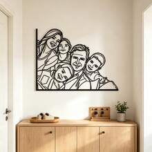 1pc Customized Couple/Family Portrait Metal Wall Art, Modern Hanging Portrait Photo Customization, Suitable For Anniversary, Birthday, Valentine's Day, Graduation, Mother's Day, Father's Day, Christmas, Home Decor Gift, Minimalist Line Art, Laser Cut - Black - View 7