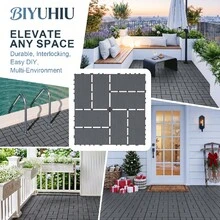 Interlocking Courtyard Deck Tiles Set | 12-Inch Weather-Resistant Plastic Outdoor Flooring | Suitable For Garden, Balcony, Poolside - Small 8-piece - View 9
