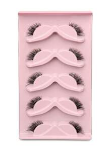 5 Pares de Cílios Postiços Meia-Faixa Olho de Gato, Banda Transparente, Leve, Macio, 5D, Fofo, Reutilizável, Efeito de Olhos Grandes Encantadores para Casamento, Viagem, Feriado, Cílios em Faixa, Extensão de Cílios para Mulheres - Multicolorido - Visão 12