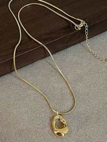 Set Kalung Liontin Tetes Air Geometris Asimetris Minimalis 2 Buah, Cocok untuk Pesta Sehari-hari Wanita, Hadiah Perhiasan - Emas - View 4