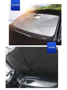 可折疊汽車遮陽簾，便攜式汽車擋風玻璃遮陽簾，汽車前窗遮陽簾，隔熱防紫外線汽車遮陽簾，汽車遮陽罩，適用於大多數車型，汽車配件（含皮革收納袋） - A - 查看 6