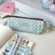 1pc New Polka Dot Series Korean Style Fashion Minimalist Pencil Case, Large Capacity Storage Bag, Cute Stationery Box For Middle And High School Students, Essential For New Semester! - A - View 6