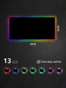 1pc Large Size 80cm X 30cm X 0.3cm Solid Black RGB Illuminated Colorful Mouse Pad, Oversized Office Desk Mat / 30cm X 25cm Computer Desk Gaming Mouse Pad With LED Lights, Keyboard Pad, Student Desk Writing Mat, Durable Edged Mouse Pad - Black - View 16