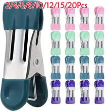 2/4/6/8/10/12/15/20Pcs Metal Anti-Slip Clips, Multi-Functional Kitchen Food Preservation Clips, Suitable For Reusable Storage Bags, Kitchen Home Photo File Organization Clips, Office Folder Clips - Multicolor - View 2