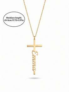 Personalized Cross Necklace, Customized Faith Jewelry, Engraved Gift For Women, Personalized Name Necklace, Simple Halloween Gift, Customized Religious Gift, Suitable For Daily Wear And Gatherings - Multicolor - View 7