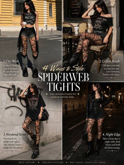 Women's Asymmetric Cracked Fishnet Pantyhose, High Stretch Hollow Out Mesh Tights, Punk Street Style Stockings For Party & Daily Wear