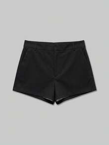 YROOE Women's All Season Casual Minimalist Retro Solid Color Low Waist Shorts Black - Black - View 1