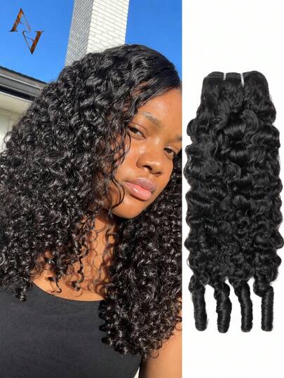 ARABELLA 1pc Burmese Curly Hair Bundles 100% Human Hair 14-26 Inch Curly Bundles 12A Unprocessed Burmese Raw Hair Natural Black Color Weft Extensions Virgin Hair Deep Curly With Finger Coil Ends For Women