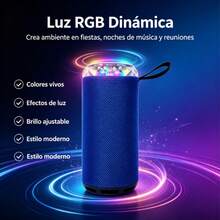 Altavoz cilíndrico decorativo con efectos RGB para fiestas, resistente a salpicaduras, múltiples modos de luz, perfecto para camping, piscina y paseos - Azul - Ver 2