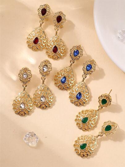 1 Pair Moroccan Women Earrings Simple Hollow Retro Style Bridal Fashion Earrings Wedding Evening Middle Eastern Traditional Festival Ear Accessories