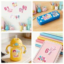 50pcs Funny 67 Sticker Pack, Aesthetic Sticker Set, Expression Stickers, Cartoon Graffiti Stickers, 67 Styles Interesting Stickers, Stationery Stickers, Scrapbook Stickers, Waterproof Stickers, Suitable For Skateboard, Luggage, Laptop, Car Bumper, Party Supplies - Multicolor - View 3